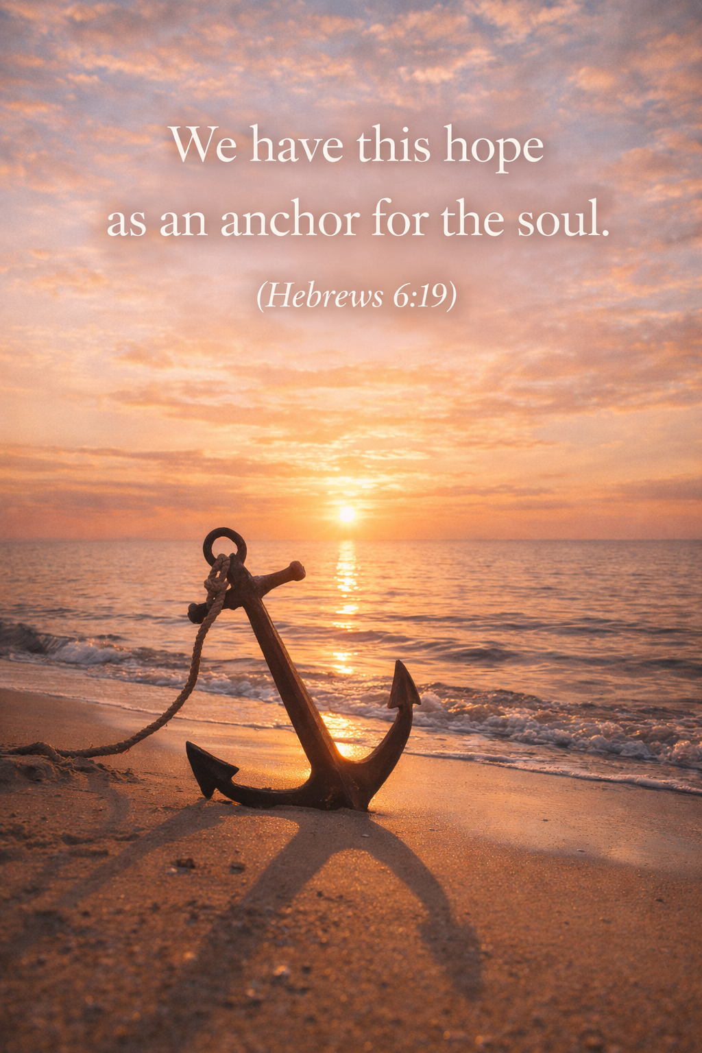 Scripture Wallpaper -- Anchor of Hope at Sunrise (Vertical)